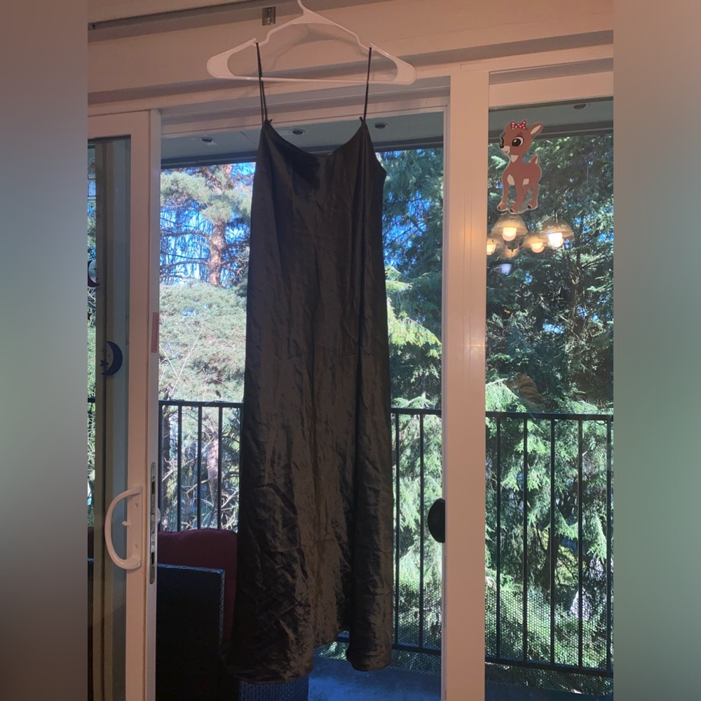 Vince Acetate Slip Dress Dark Green Grey Size Small